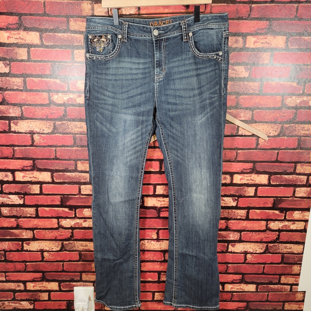 Grace in LA Women's Blue Boot Cut Jeans